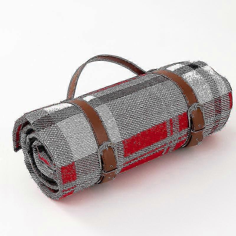 Picnic tæppe vandtæt udendørs akryl plaid picnicmåtte vaskbar foldbar camping picnicmåtte læderrem ns2 -
