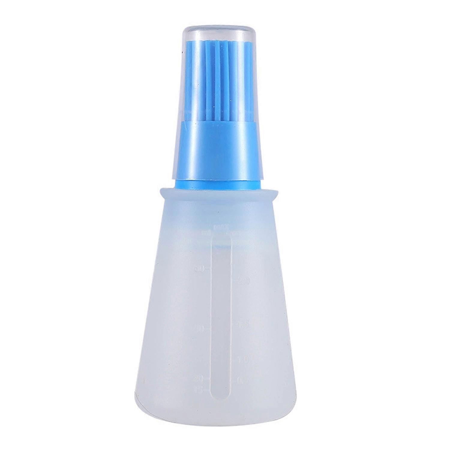 Oil Brush Bottle with Measuring Cap Food-Grade Silicone Brush Clear Scale Thread Design Flexible