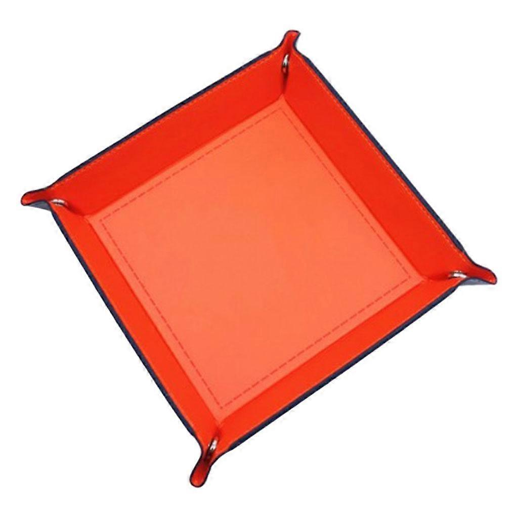 Quadrangle Board Game Dice Storage Collapsible Desktop Storage Orange