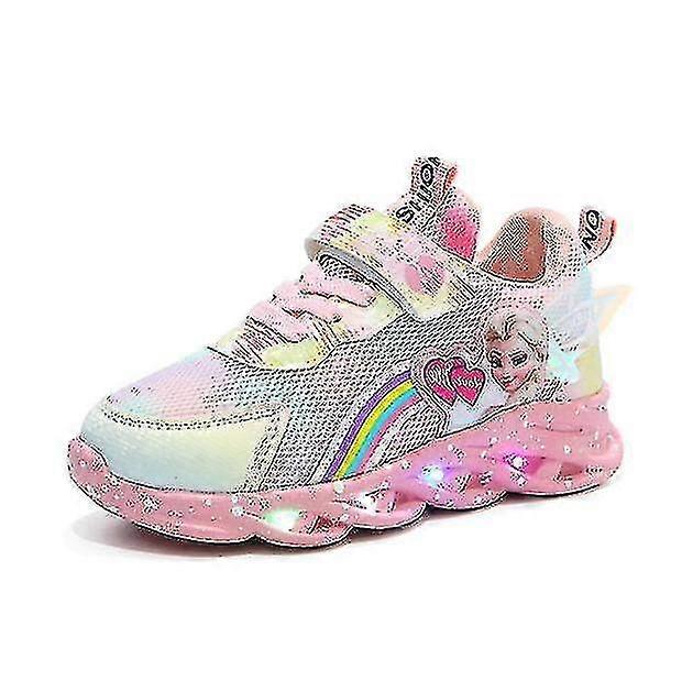 Çocuk Spor Ayakkabıları Dondurulmuş Elsa Light Up Spor Ayakkabılar Çocuk Led Light Up Spor Ayakkabı-1