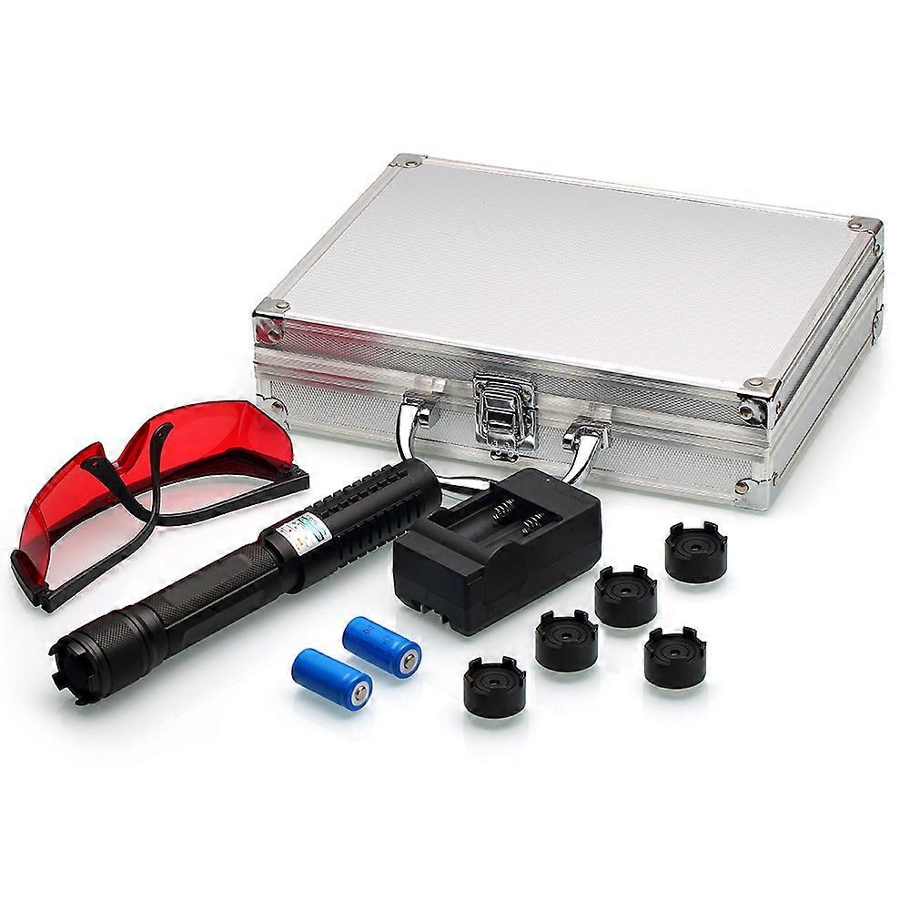 High Power Blue Tactical Flashlight, LED Light, Battery Powered, Adjustable, Suitable for Outdoor Ac