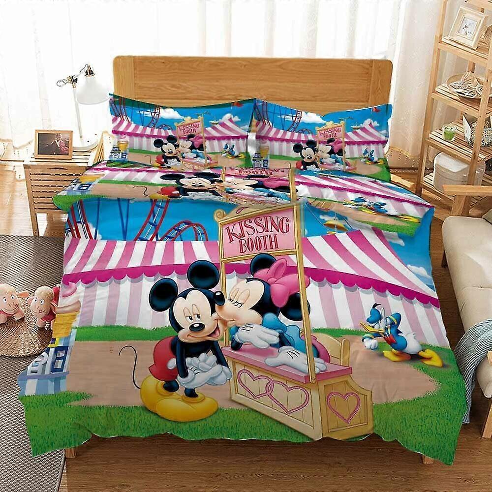 v1042 Bed Sheets Shop Mickey Mouse  Duvet Quilt  Covers Pillow Case Bedding Sets3-Piece Bedding Set (1 Duvet Cover + 2 Pillow Shams) y1042