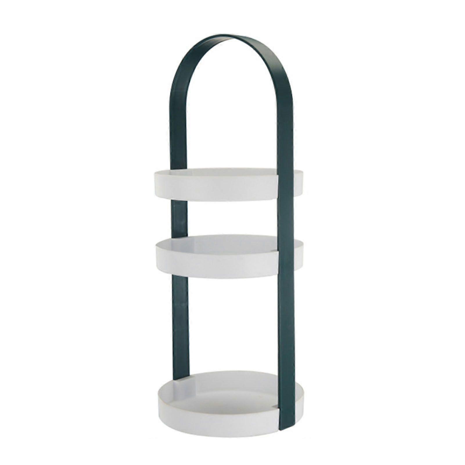 3 Layers Round Storage Rack Integral Handle 3 Layer Storage Round Stand for Bathroom Green