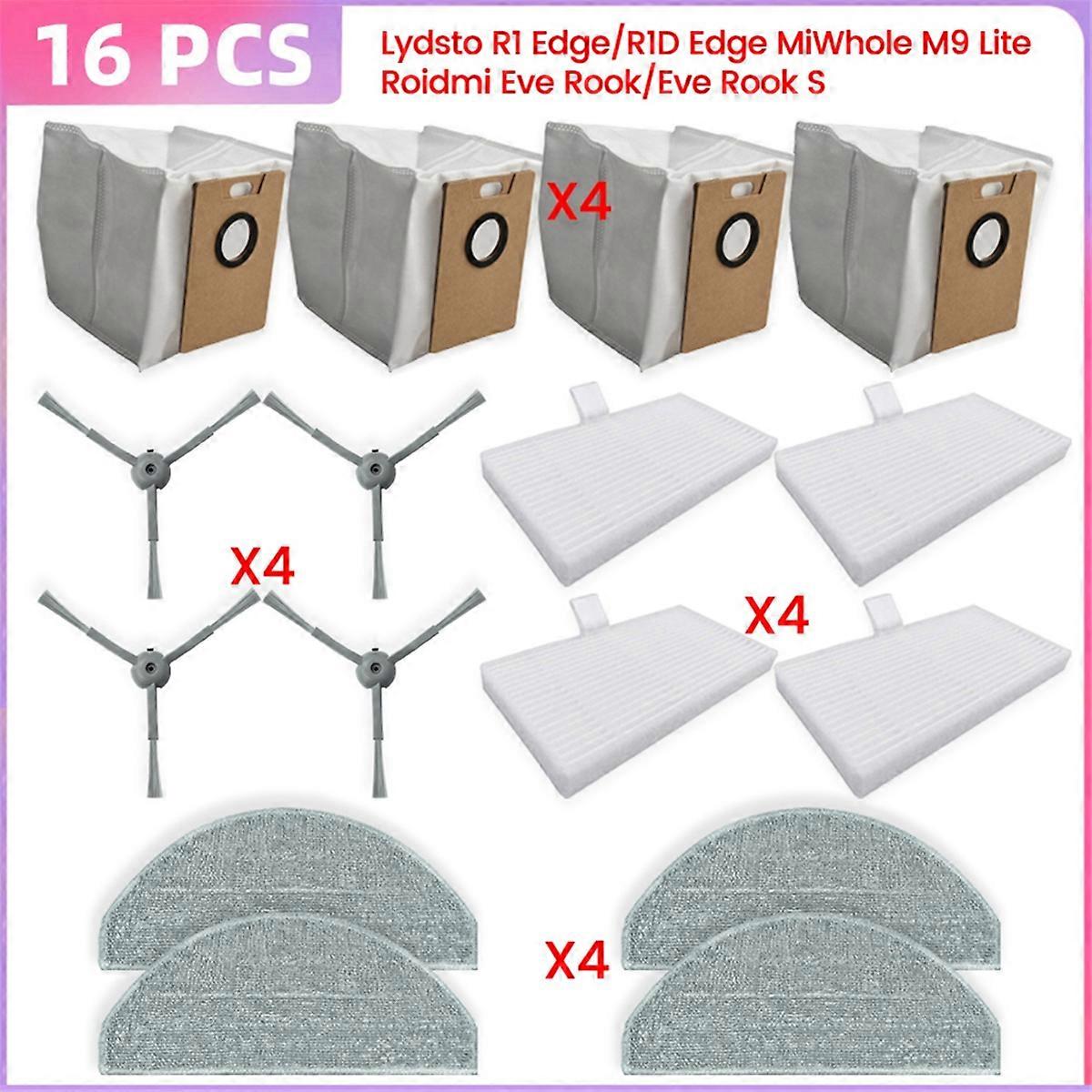 For R1 Edge/R1D Edge, MiWhole M9 Lite, Eve /Eve S Parts Dust Bag Hepa Filter Dust Bag Side Brush