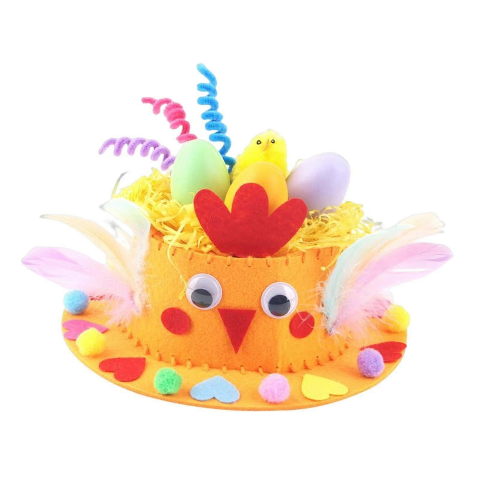 Kids Diy Easter Bonnet Material Kit Easter Craft Supplies Costume Accessory Orange