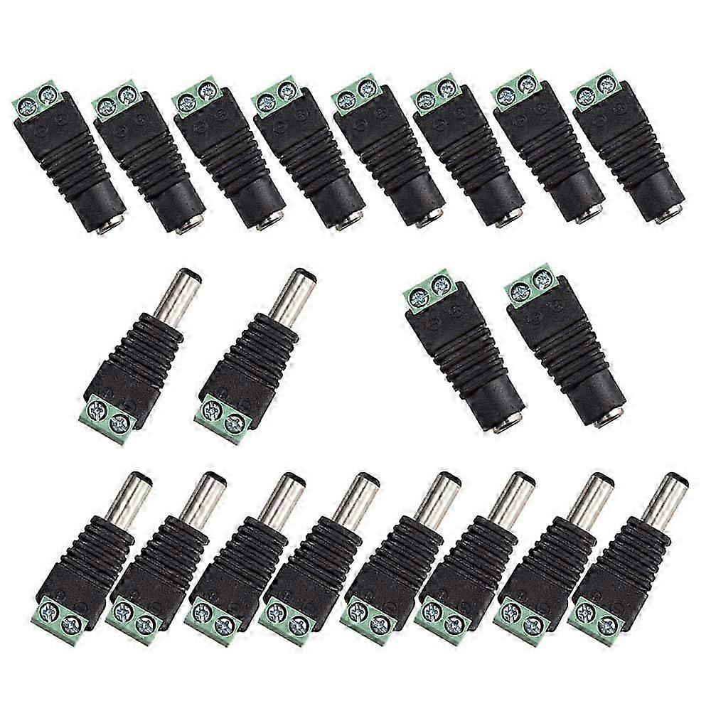 20Pcs DC Power Supply Male/Female Connector 2.1 x 5.5mm Plug 12V Jack Socket Adapters, for DVR Camera Socket Security System LED Light