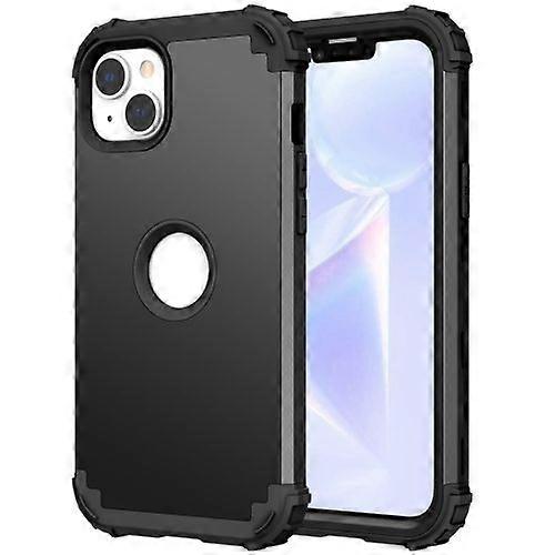 For iPhone 15 3 in 1 Silicone Hybrid PC Shockproof Phone Case