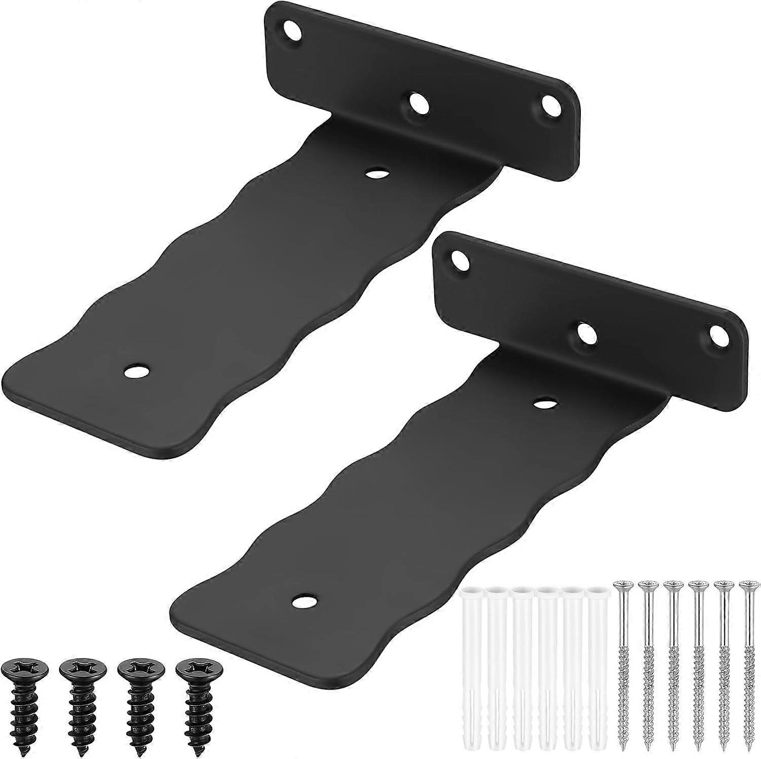 Black 2Pcs Wall Shelf Brackets, 150mm Floating Shelf Brackets, Industrial Wall Shelf Bracket, Metal Wall Shelf Brackets, Invisible Wall Shelf Fixing, 