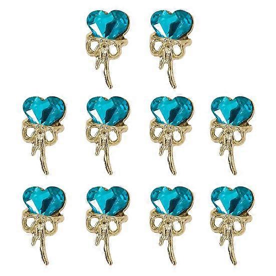 10Pcs/Set Nail Cute Charm 3D Golden Bowknot Art Alloy Luxury DIY Solid Colored Rhinestone Love