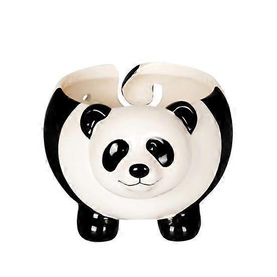 Cute Panda Yarn Bowl with Hole Handmade Knitting Crochet Yarn Ball Storage Holder Organizer Desktop Ceramic Decoration Crocheting Accessories