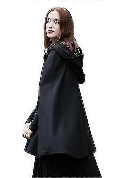 Afslappet kappefrakke med hætte, mode løs solid vinterkappe overtøj