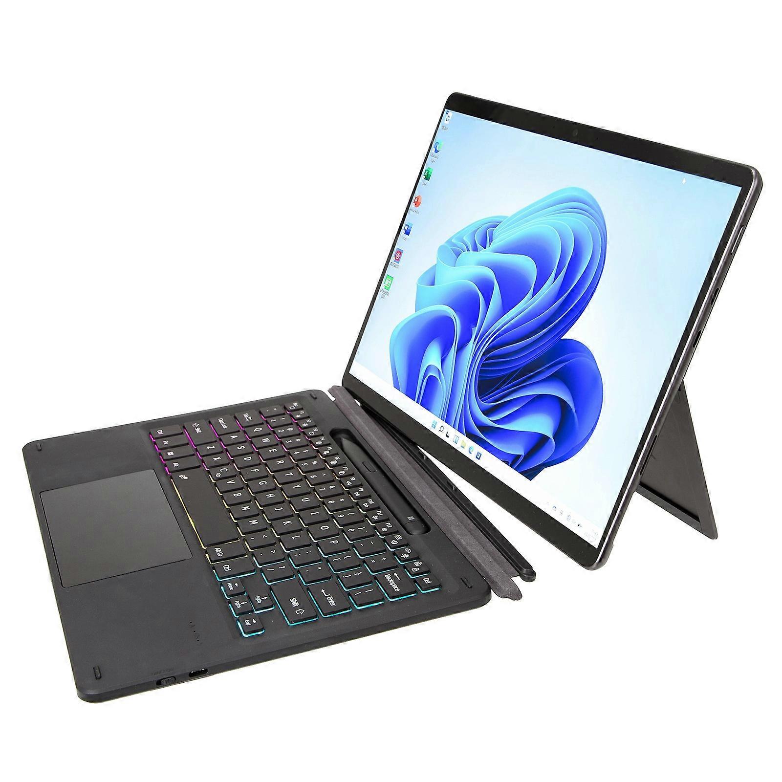 Microsoft Surface Pro 8 / Pro X KF17S Üç Renkli Arkadan Aydınlatmalı Dokunmatik Bluetooth Klavye için
