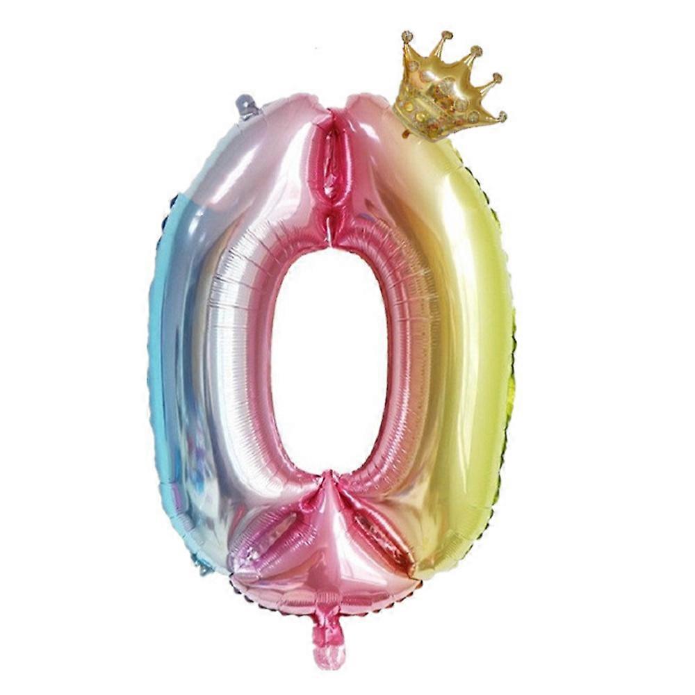 32 Inch Crown Number Aluminum Balloons, Gradient Design
