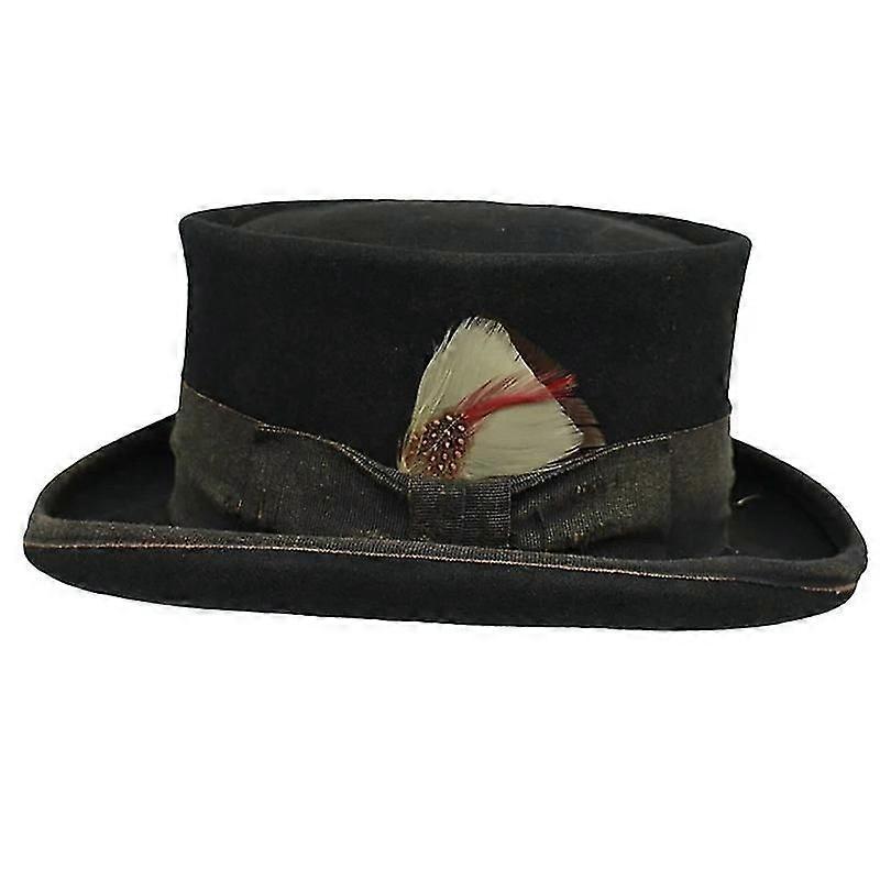 Mid Crown Κόκκινο Top Hat Unisex Καπέλο ατμού Punk Κύλινδρος Μαλλί Felt Top