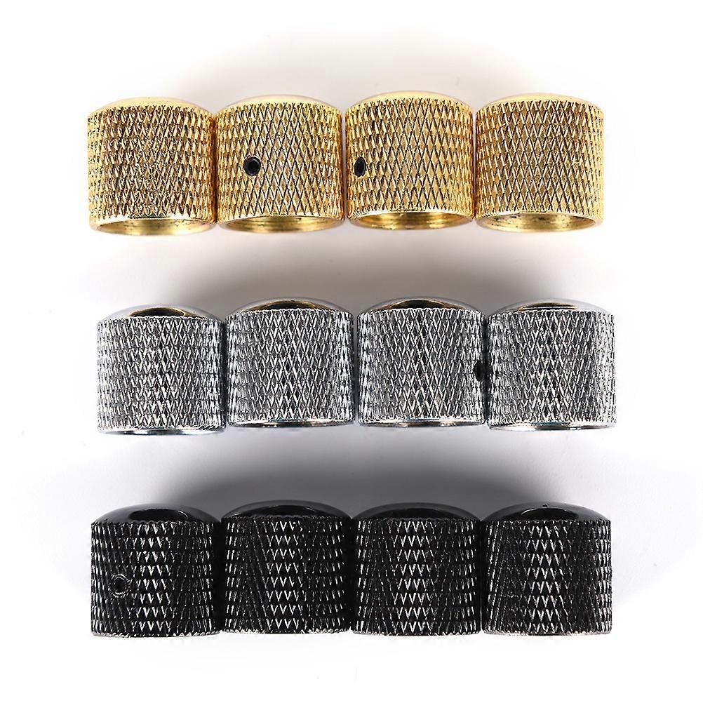 4Pcs Metal Electric Bass Guitar Volume Sound Control Knobs Dome Knobs + Key Guitar Parts & Accessories