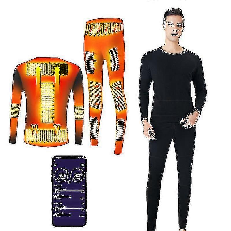 Ensemble de sous-vêtements thermiques chauffants pour hommes, sous-vêtements chauffants électriques USB couche de base haut et bas Long Johns Set-yvan