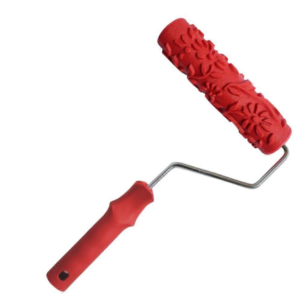 Embossed Flower Pattern 7" Paint Roller DIY Wall Texture Stencil With Handle #1