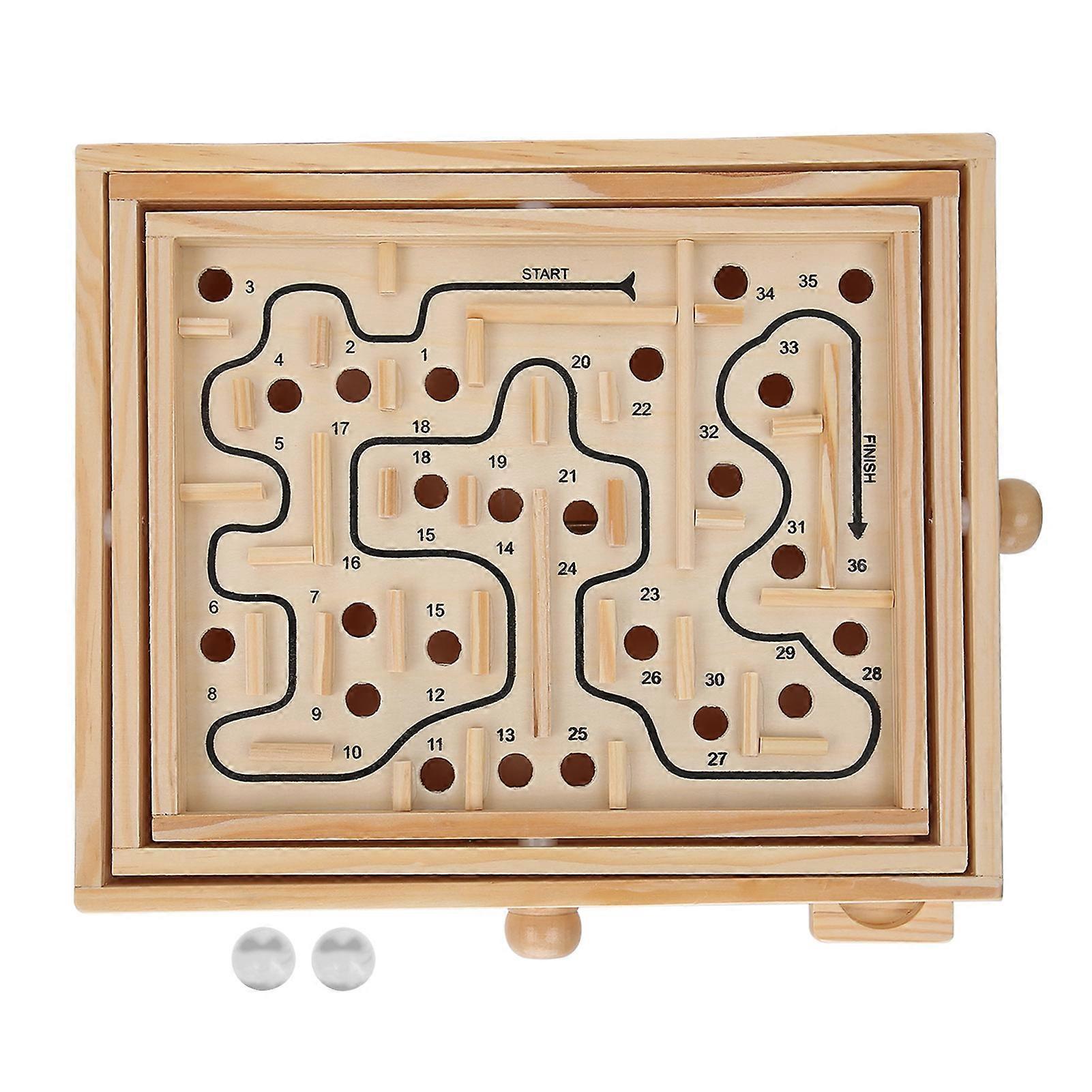 Labyrinth Puzzle Game, Skill-Based Balance Ball, Solid Wood Construction