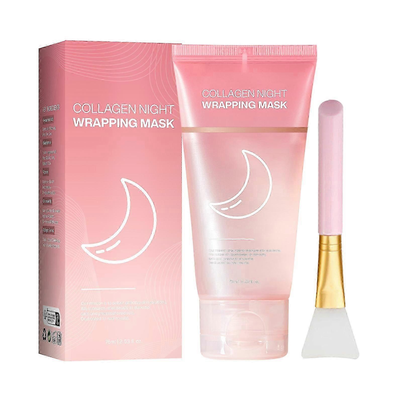 Collagen Night Wrapping Mask, Collagen Face Mask, Collagen Overnight Wrapping Peel Off Facial Mask, Hydrolyzed Collagen for Glowing Skin