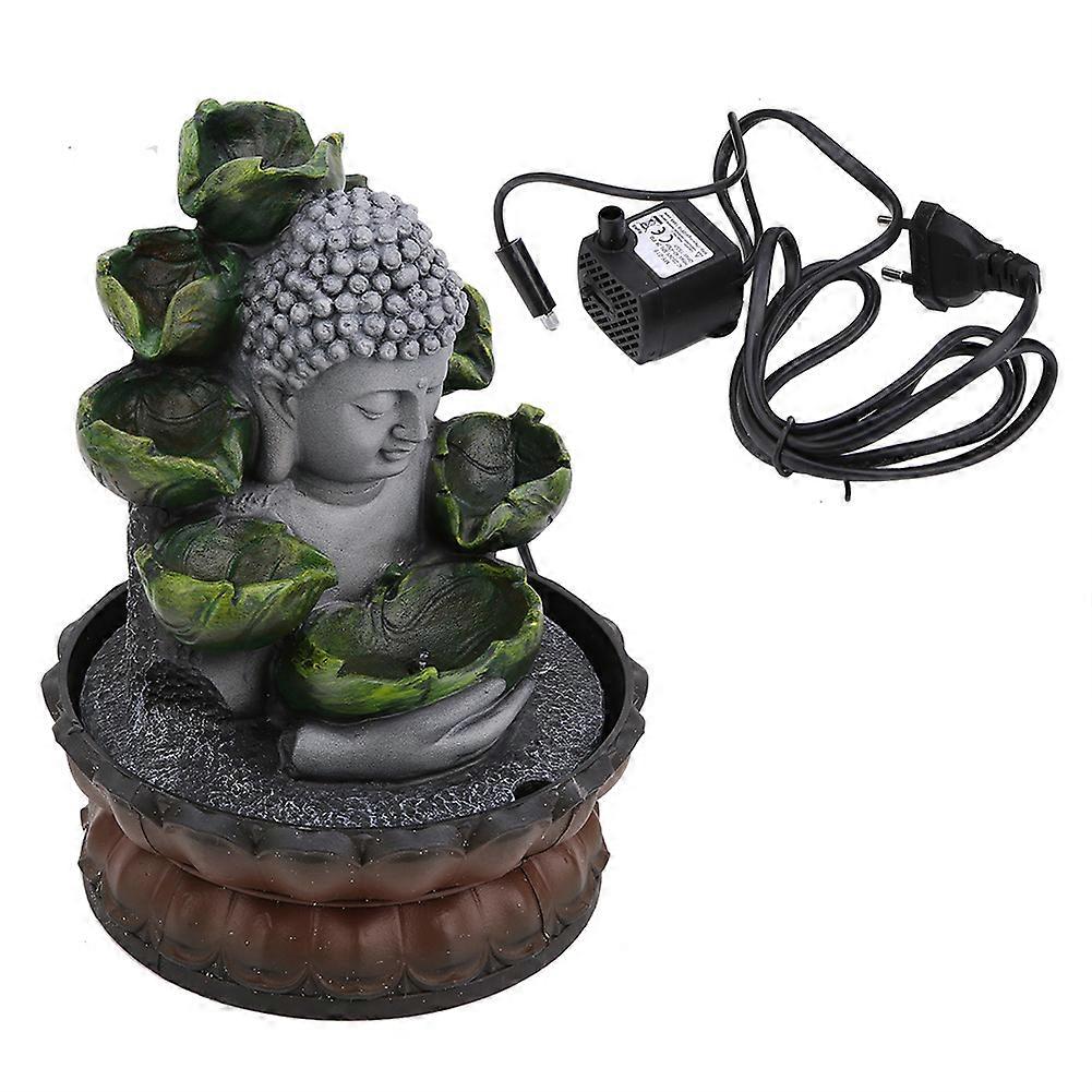 Mini desktop fountain statue resin craft home desktop ornaments (EU plug 220-240V)