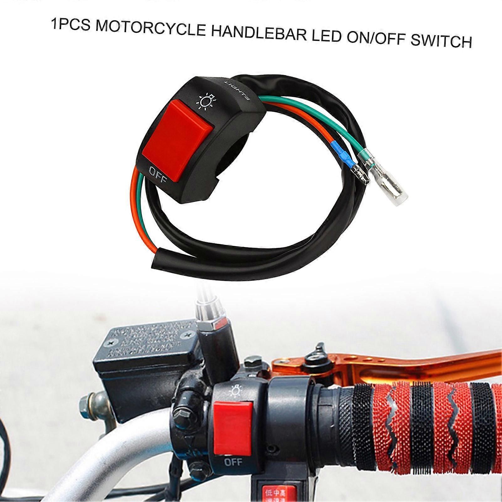 1PCS Motorcycle Handlebar Switch Electric Motorcycle Handlebar Mounting Switch Waterproof LED On/Off Switch
