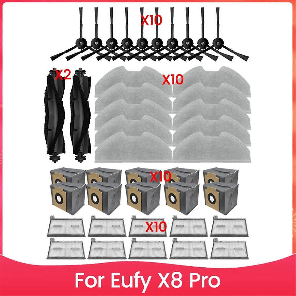 For X8 Pro Robot Vacuum Accessories Replacement Parts Main Brush Side Brush Filter Dust Bag Mop Cloth