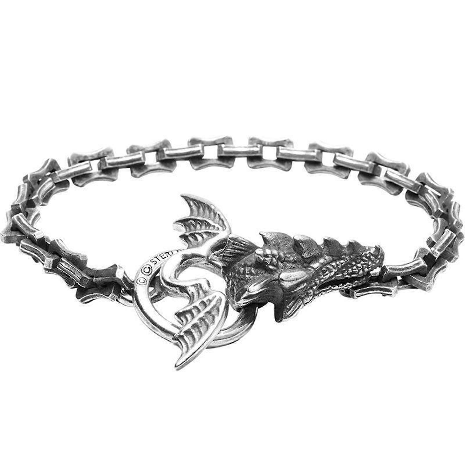 Retro Dragon Link Chain Pulseira Pulseira Estilo Gótico Dragão Osso Cadeia Pulseira Jóias Presente Cabeça de Dragão Pulseiras 22 cm