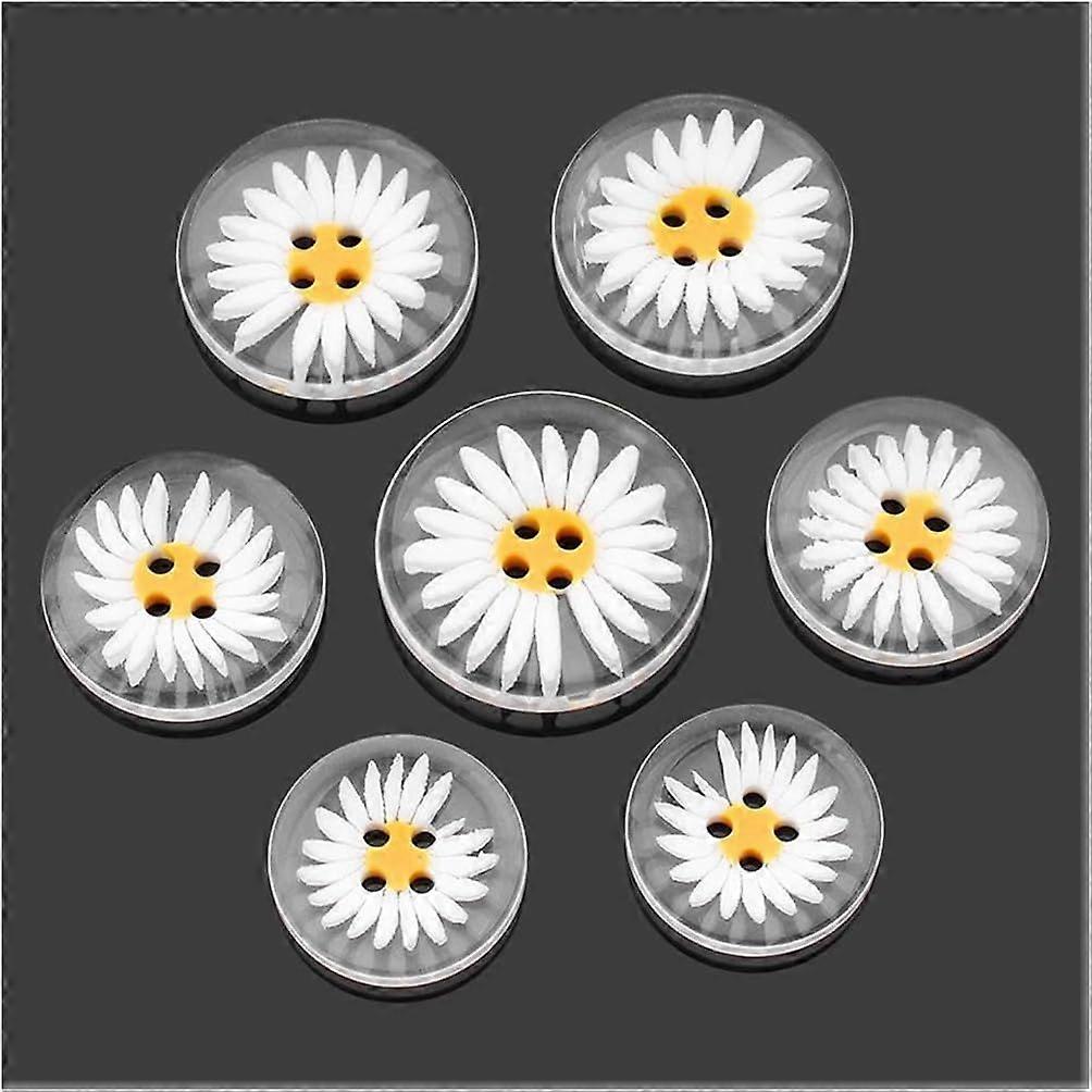 10Pcs Resin Buttons for Sewing DIY Handicraft , Daisy Design, Perfect for Crafts and Buttons for Sewing Projects