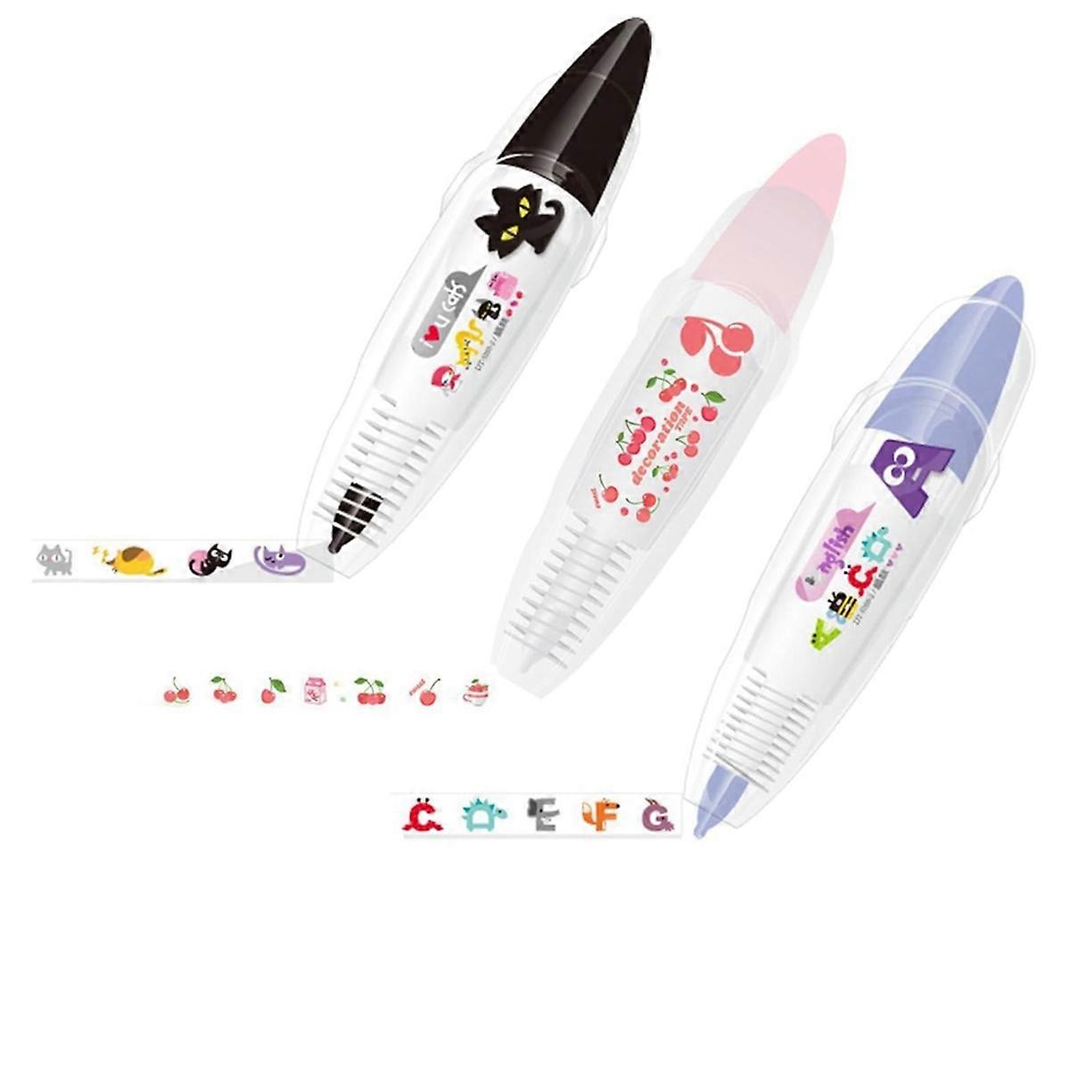 DIY Cute Animals Type Deco Pen, Cartoon Correction Tape (3PCS)