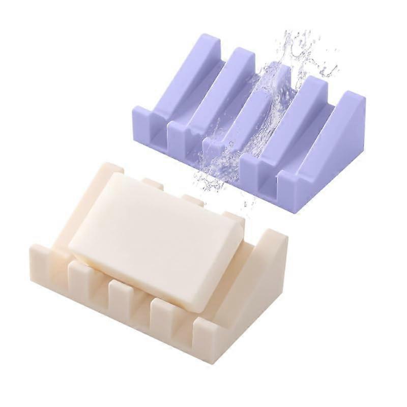 Silicone Soap Dish Set of 2 for Shower, 4.52 x 2.75 x 1.57 Inches, Non-Slip, Durable, Easy Clean, Ideal for Bathroom Use