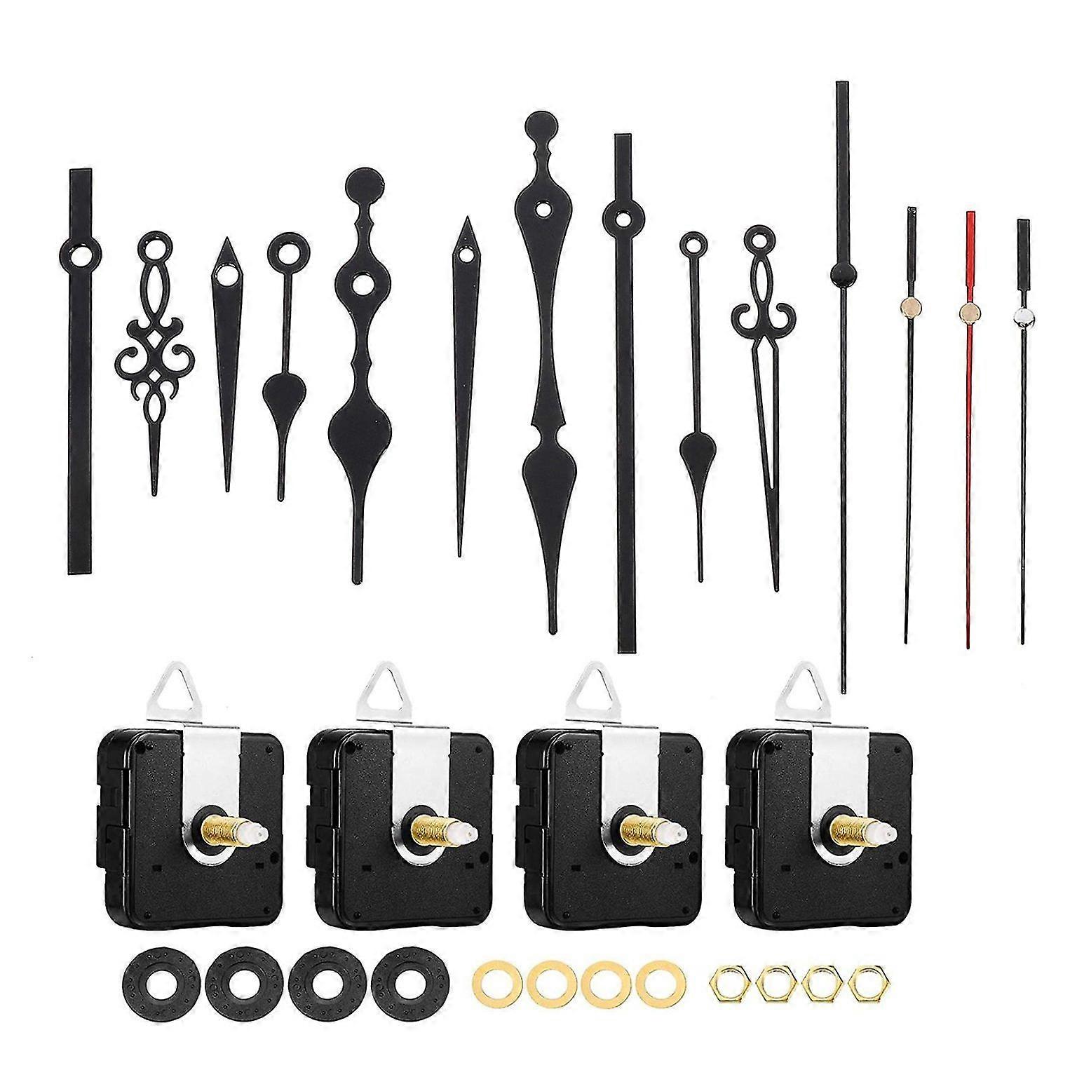 4 DIY Clock Movement Kits with Hands - Reliable, Durable, and Easy to Install for Custom Clock Projects