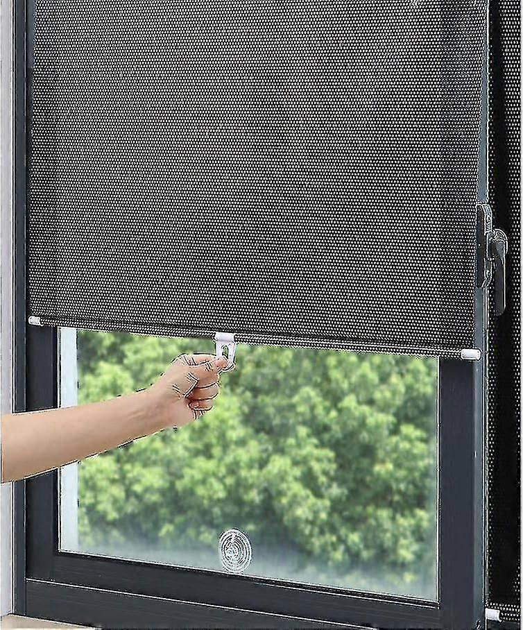 Suction Cup Roller Blind No Drilling Required Balcony Window Portable Sunshade Privacy Screen, Transparent Stickers Supplied (black Mesh Dot 1 Pack