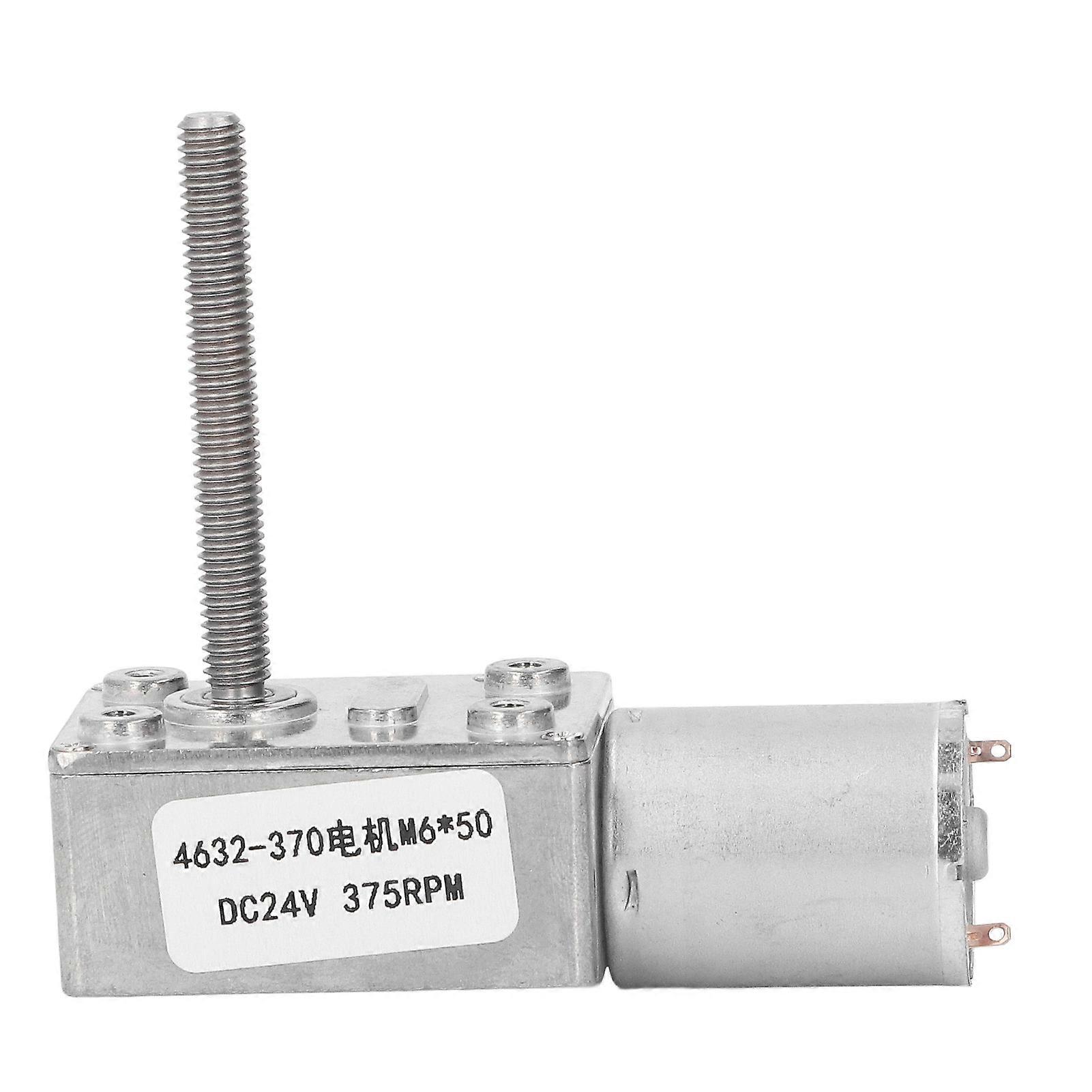 375RPM Worm DC Gear Motor Self Locking Function Speed Reduction Geared Motor DC24V M6x50mm Thread