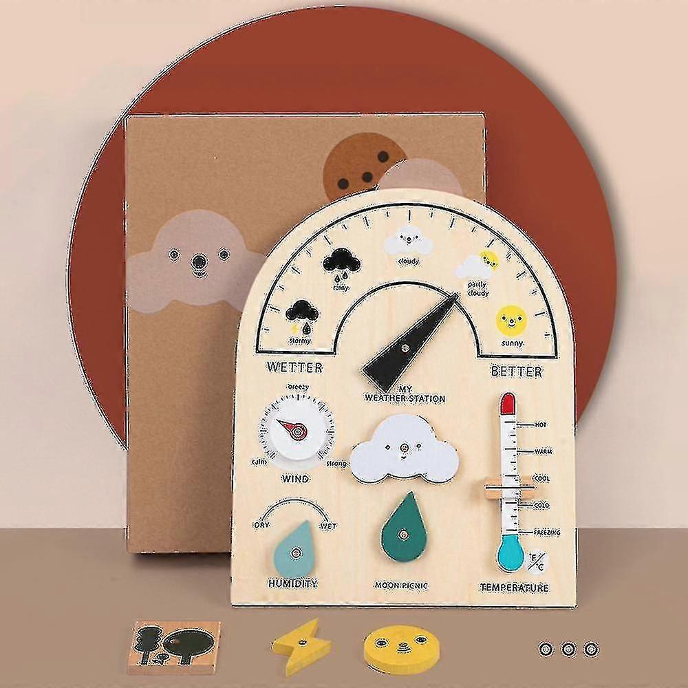 Newway Easter Wooden Weather Station Children's Toy Learning Observatory Weather Knowledge Niuniu