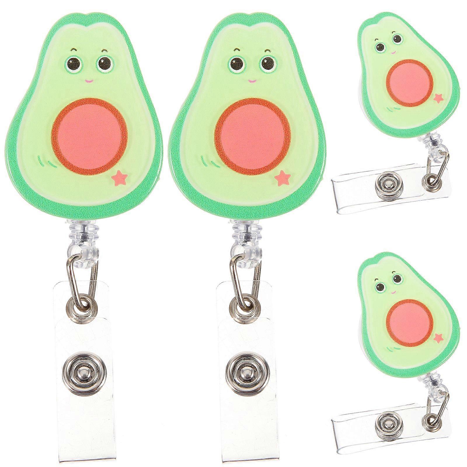 4Pcs Avocado Badge Clips Convenient Badge Buckles Multi-function ID Card Holders