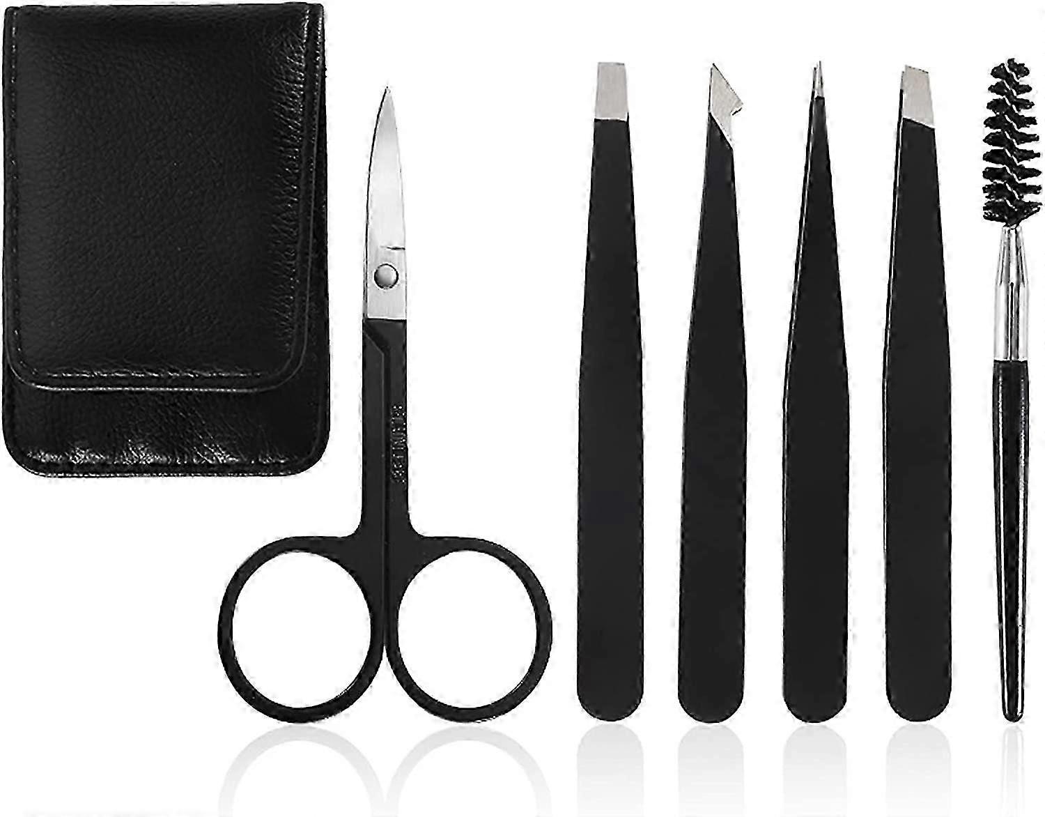 Ensemble de pince à sourcils, kit professionnel de pince à sourcils noir en acier inoxydable pour femmes/hommes, grande pince à épiler de précision pour sourcils/poils incarnés/fac