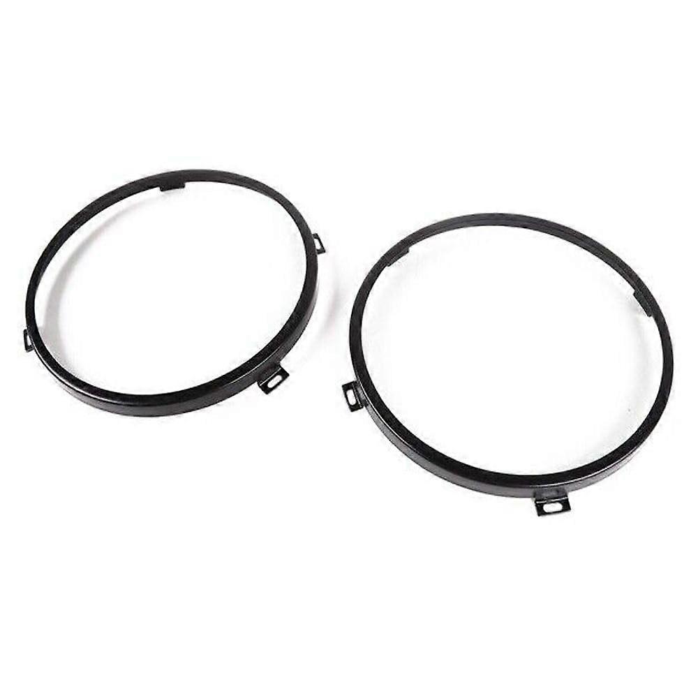 Round Headlight Mounting Bracket Ring Set for Jeep Wrangler JK JKU 2007-2017 Metal Front Black 2pcs