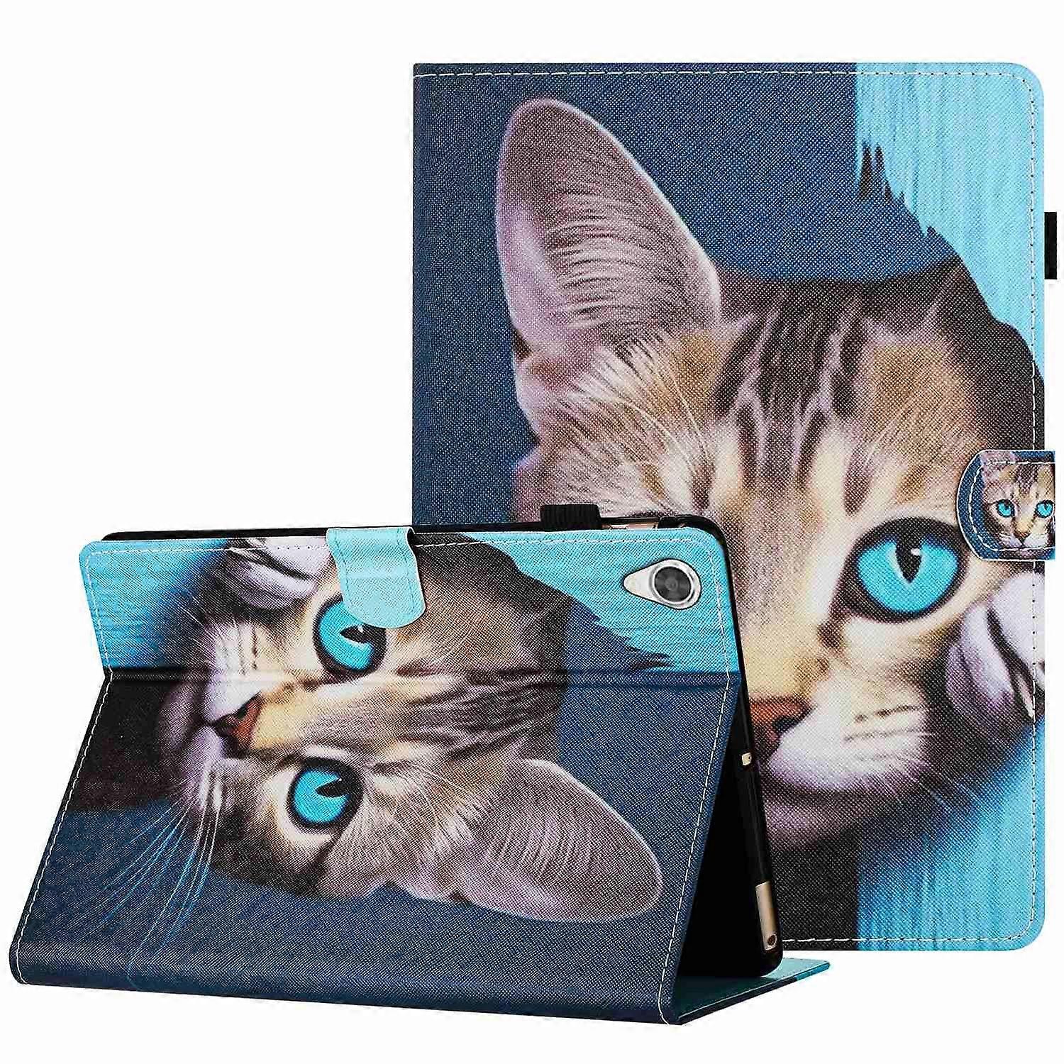 Painted Pattern Stitching Smart Leather Tablet Case
