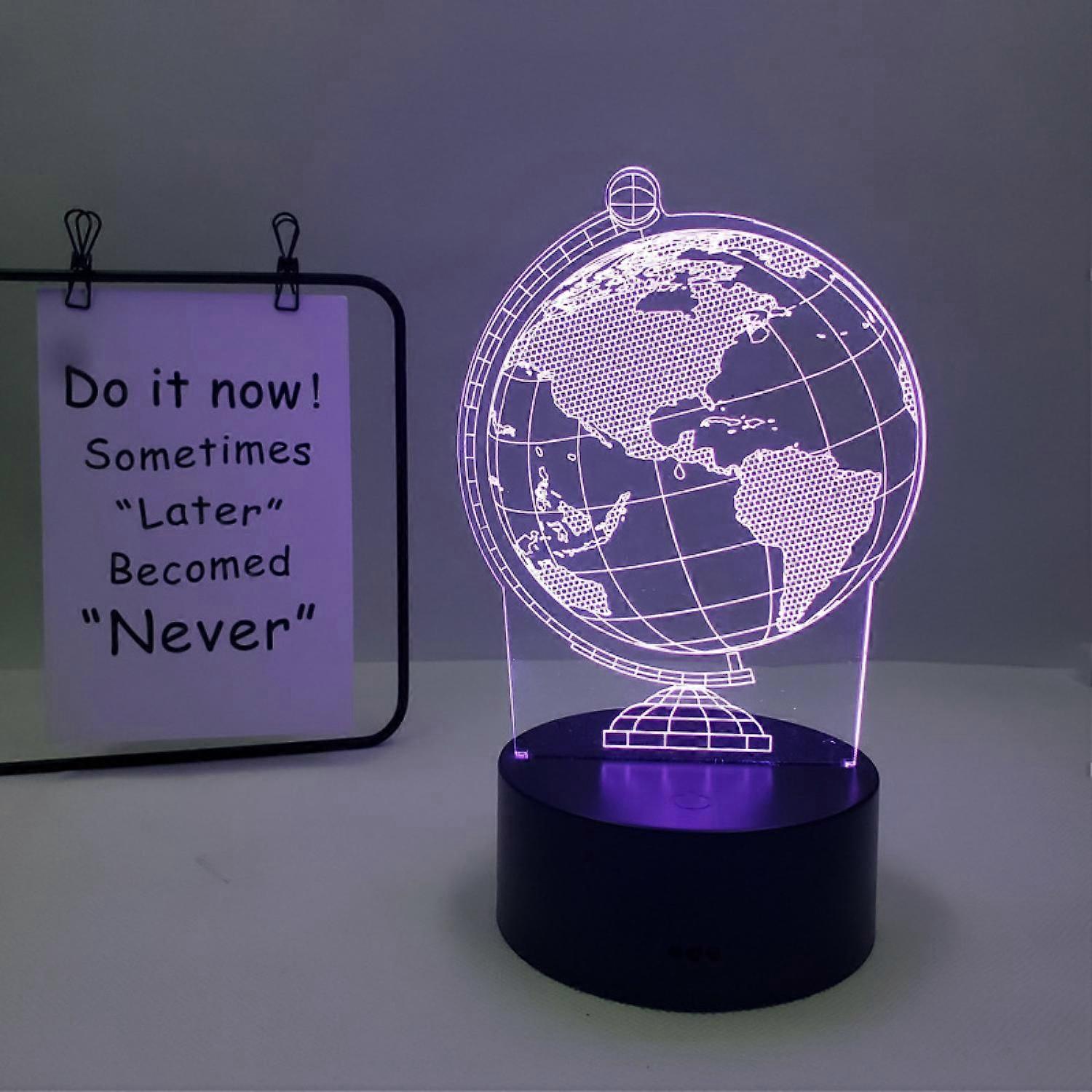 Qinwei Globe Lampka nocna 3D Illusion Lamp Pilot zdalnego sterowania Oświetlenie dla fanów kuli ziemskiej Home Decor Light --- Style T