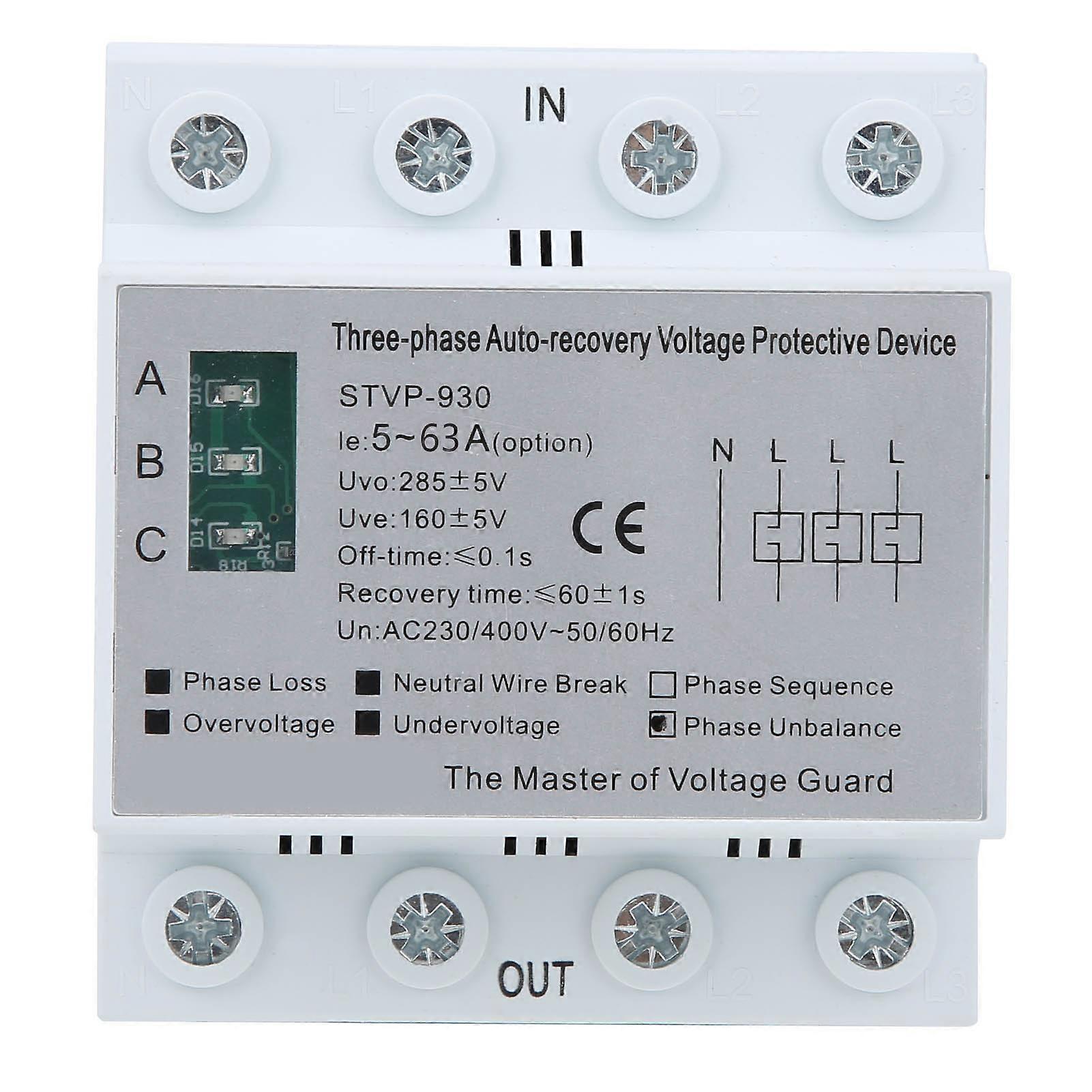 STVP930 ThreePhase FourWire SelfRecovery Automatic Reset Voltage Protection Device AC230/400V(63A )