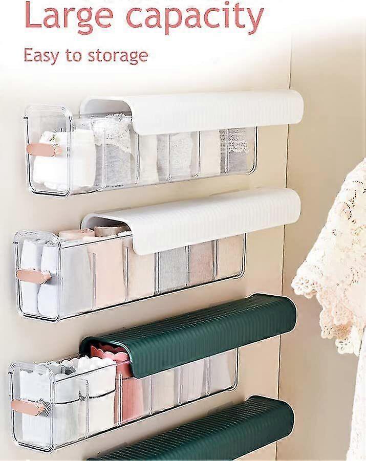 Socks Drawer Organizer,Self-Adhesive Dust Storage Boxes, Underwear Wall Mount