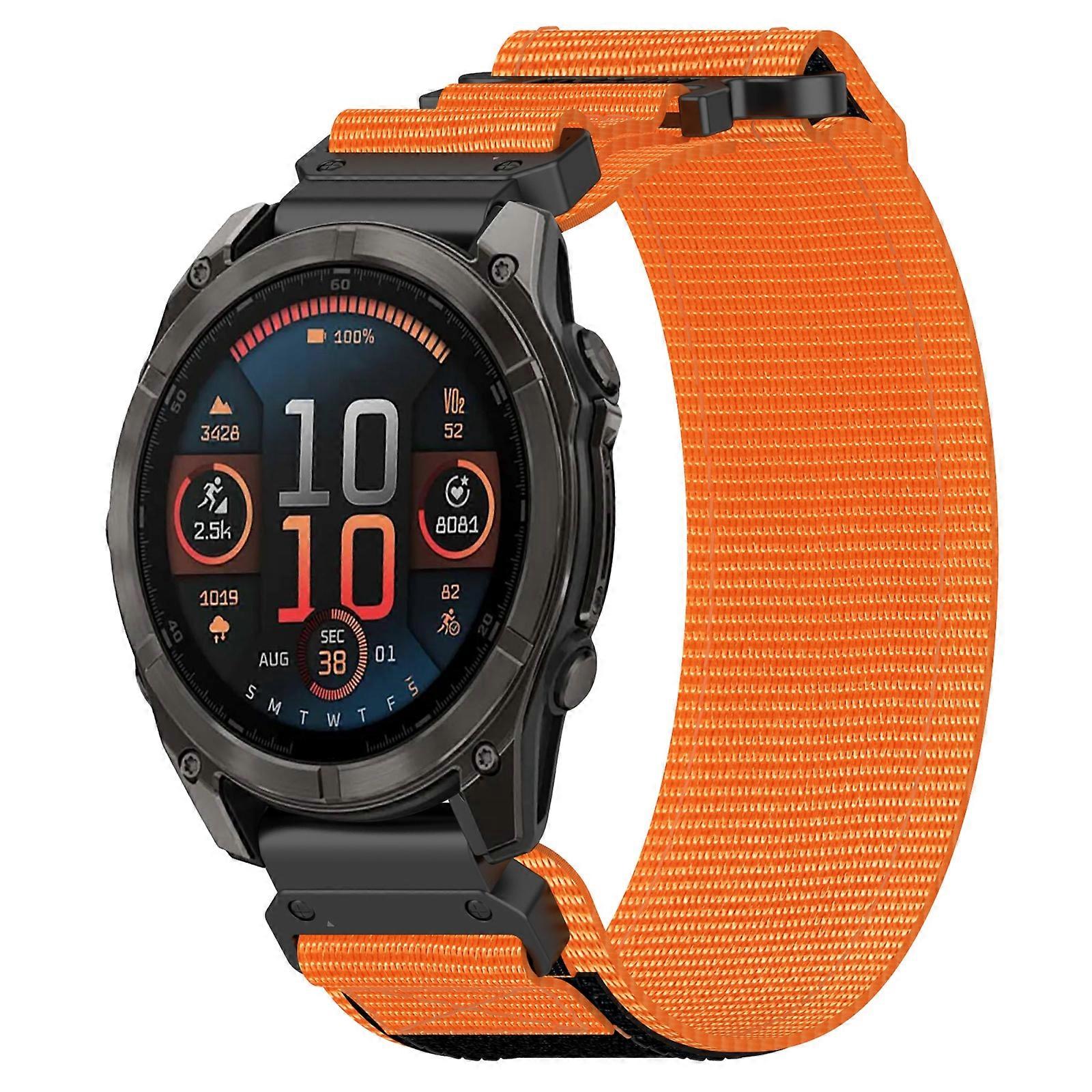 For Garmin Fenix 8 AMOLED 51mm Nylon Hook and Loop Fastener 26mm Quick Release Watch Band