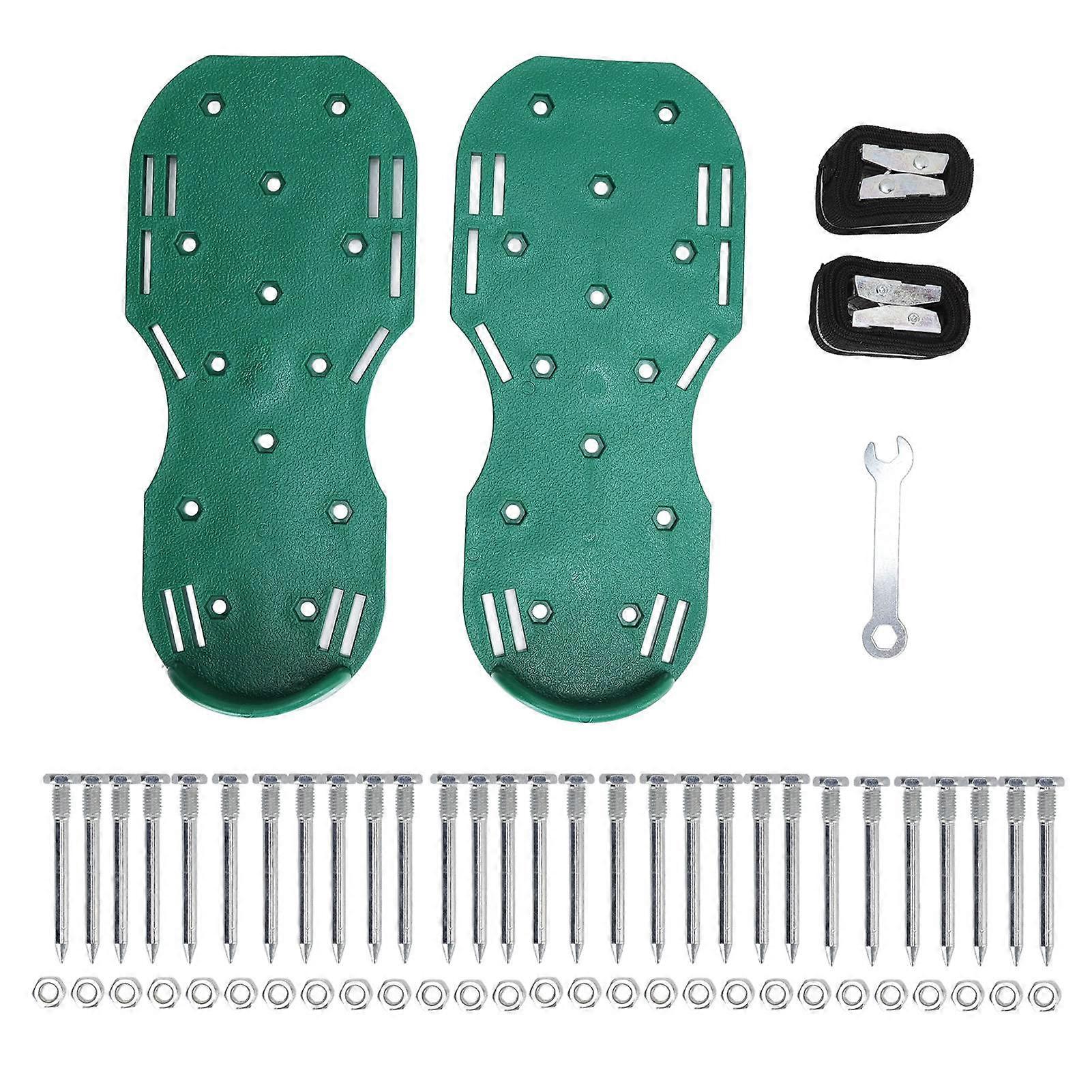 Manual Lawn Scarifier, Spiked Garden Sandals, Spiked Shoes with Zinc Alloy Metal Buckle Straps for Gardening Industry, Green