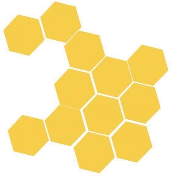 2x12pcs Hexagonal Shaped Plastic 3D Mirror Effect Wall Stickers Gold