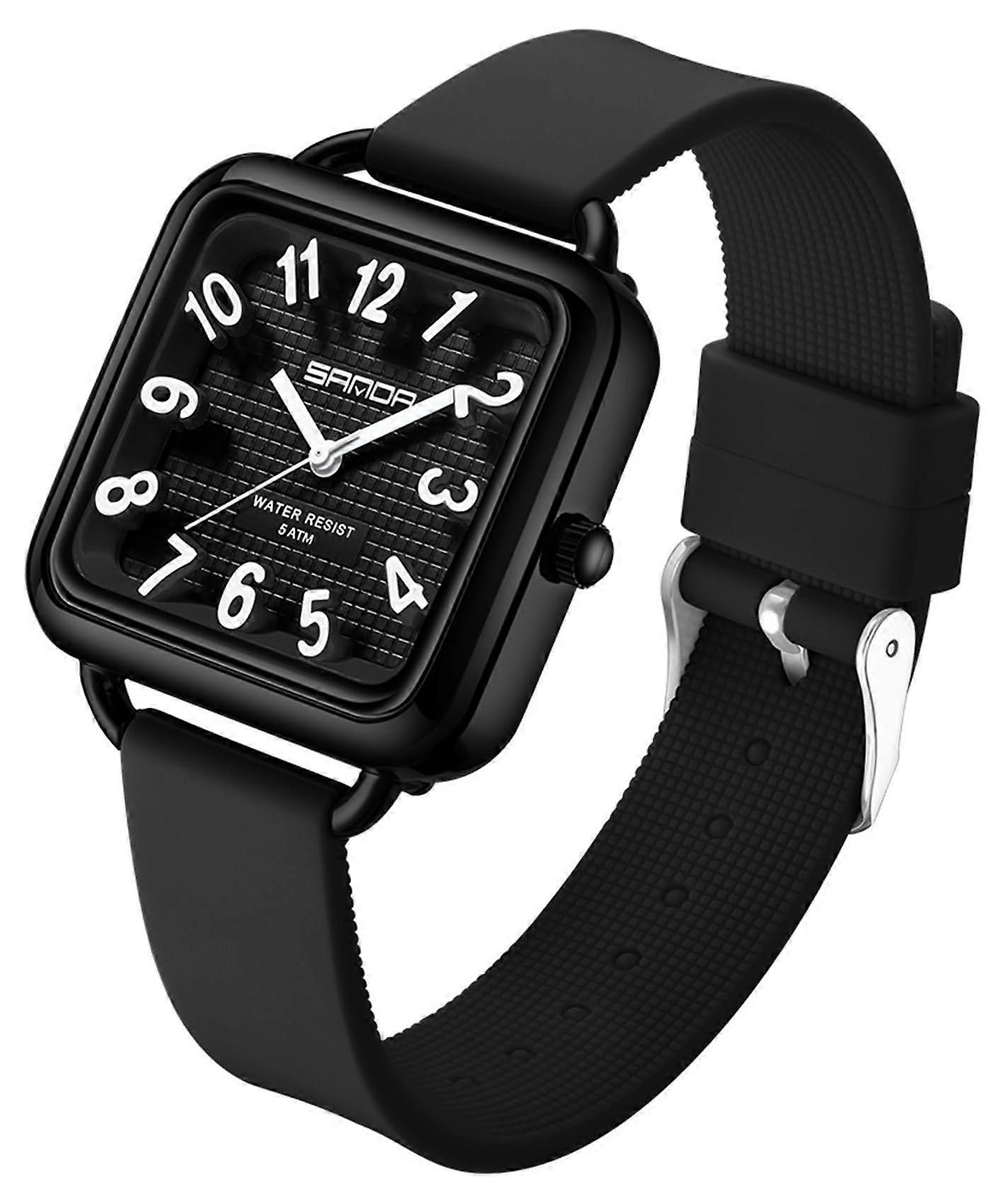 Fashion Women's Watch Big Arabic Numbers Square Dial Easy to Read Casual Ladies Analog Quartz Watch with Colorful Silicone Strap