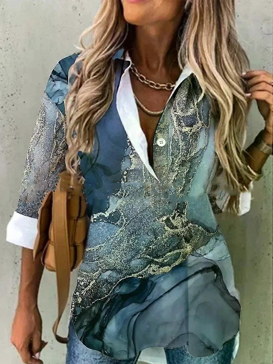 Spring and Autumn Women's Shirts Loose Fashion Large Size Shirts Women's Casual Long Sleeve Ladies Tops