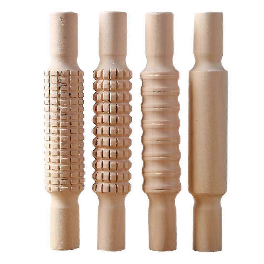 4Pcs Pottery Texture Roller Set - Multi-functional Clay Rolling Sticks for Ceramic & Pottery Making