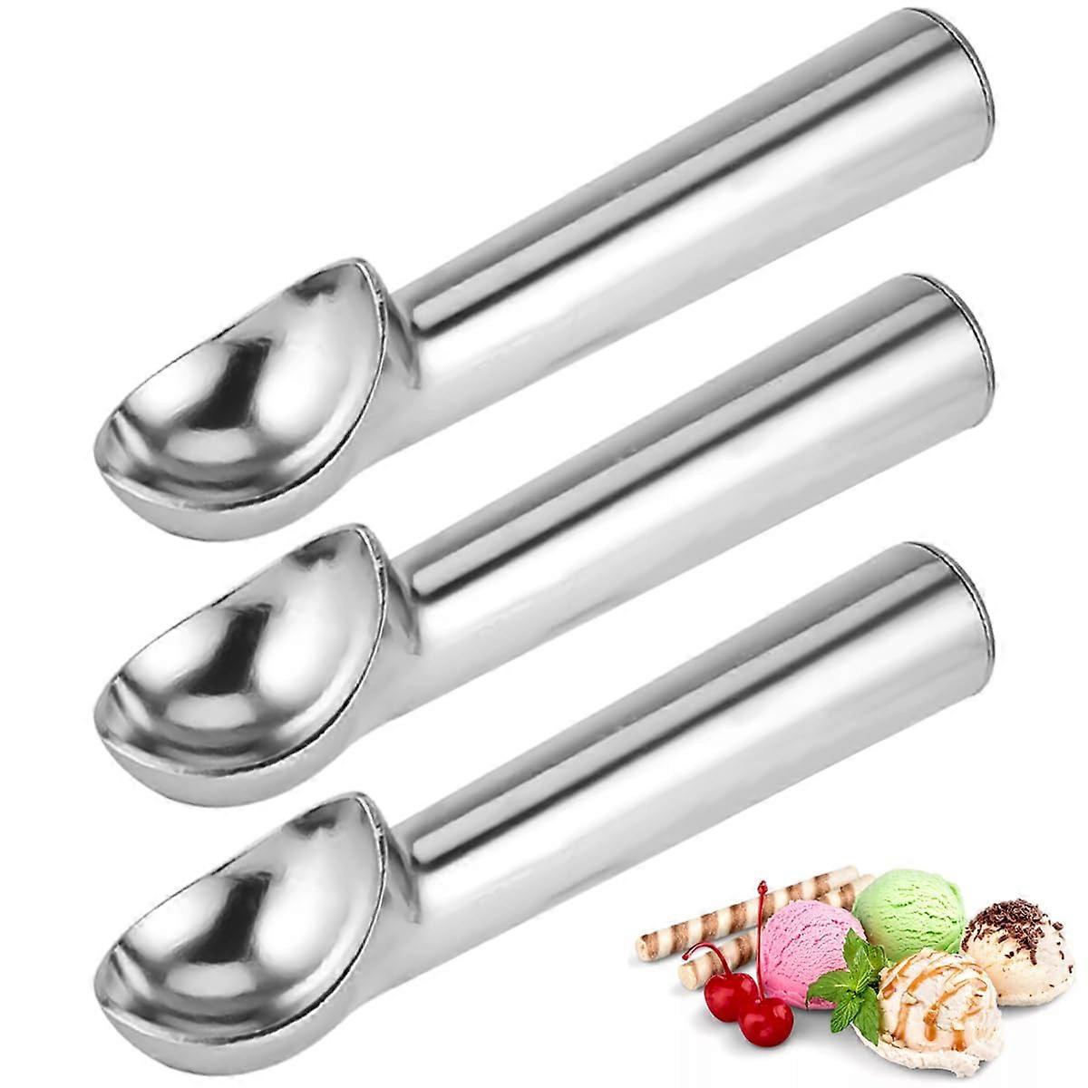 Aluminium Ice Cream Spoons Set of 3, 18 cm One-Piece Design, Non-Stick Professional Scoop for Ice Cream, Dough, Melon