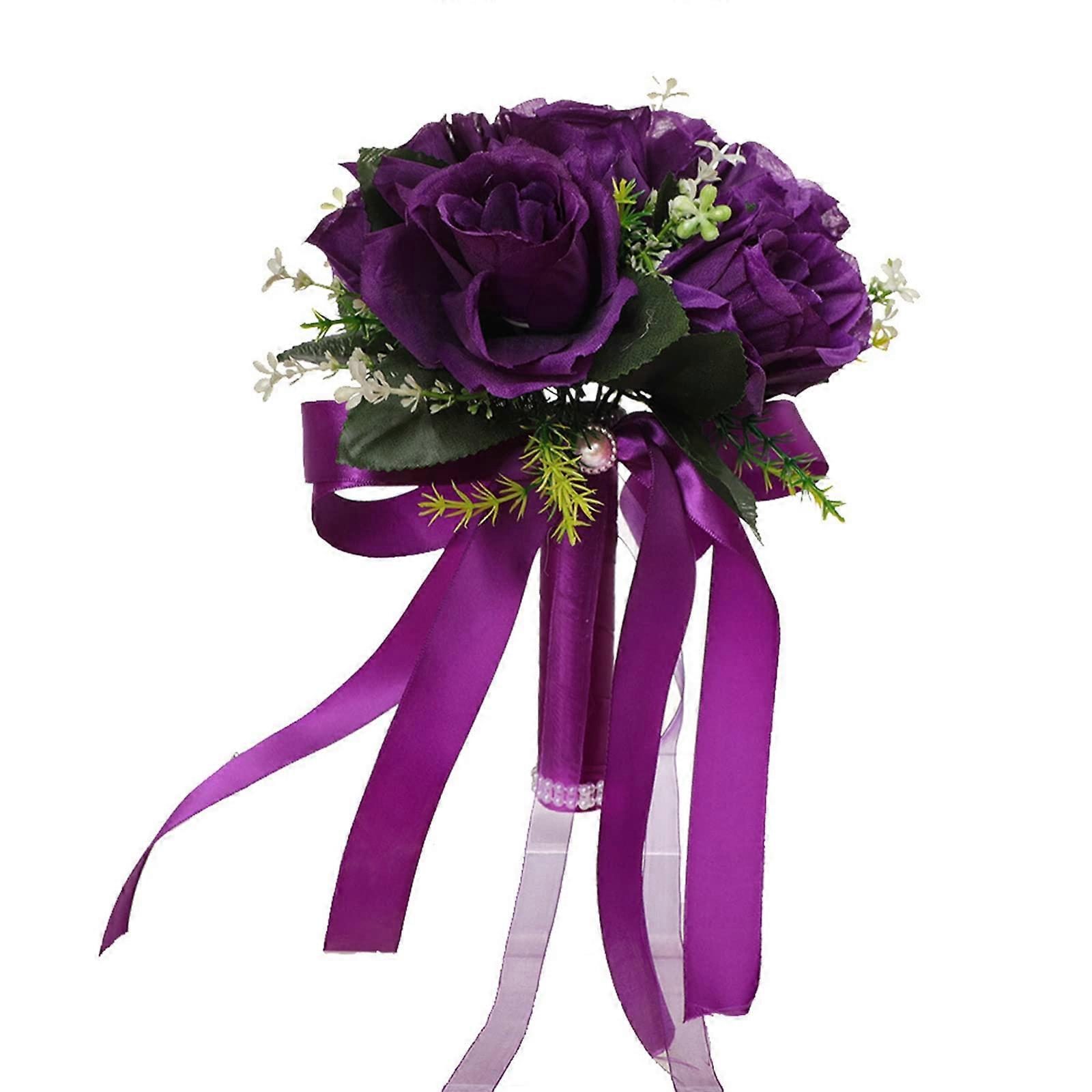 Wedding Bouquets Bridal Bouquet Silk Artificial Wedding Bouquet Bow Tie Ribbon