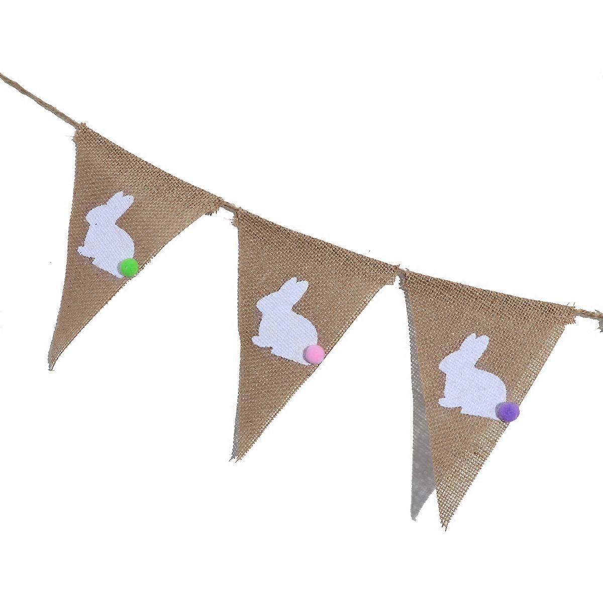 2 Meters Easter Festival Bunting Banners Bunny Rabbit Burlap Hessian Pennant Flags Garland For Easter Home Party Favors